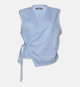 Martan Emma Side Tie V-neck Sleeveless Vest, Blue, S, Packshot View