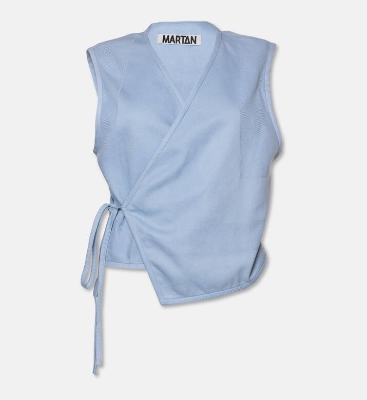Martan Emma Side Tie V-neck Sleeveless Vest, Blue, S, Packshot View