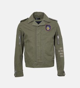 جاكيت طويل الأكمام مزين برقعة مطرزة