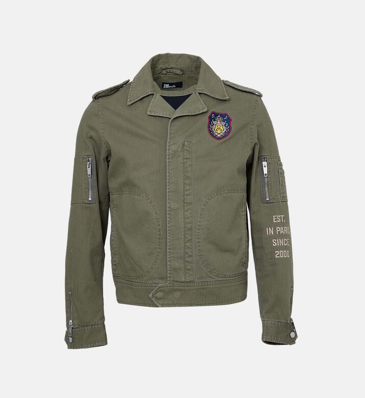 جاكيت طويل الأكمام مزين برقعة مطرزة