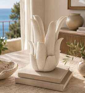 Light and Living Krana Lotus Tealight, Cream, 13.5x17.5-cm, Packshot View