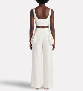 Savanna Galeries Lafayette Linen Draped Trousers, Model View