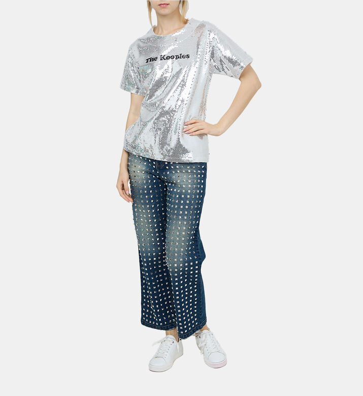 Sequined Logo-print T-shirt