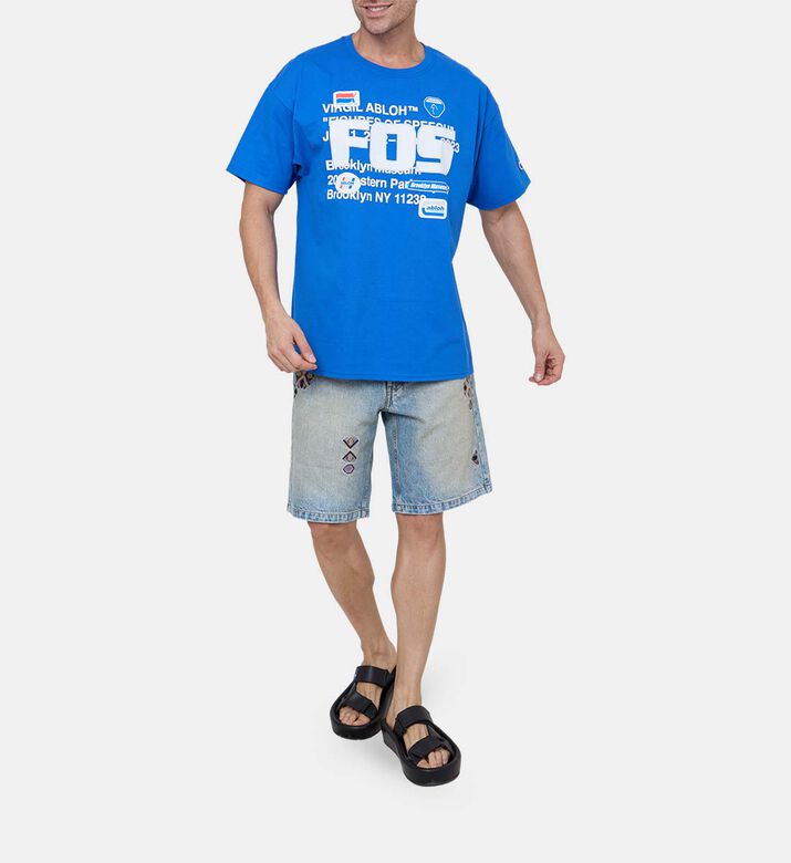 تيشيرت قطن بياقة دائرية بطبعة رسومات