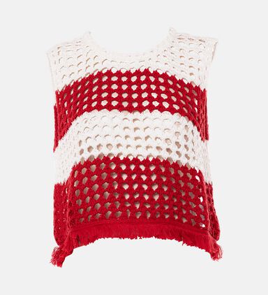 Crochet Red Stripes Blouse