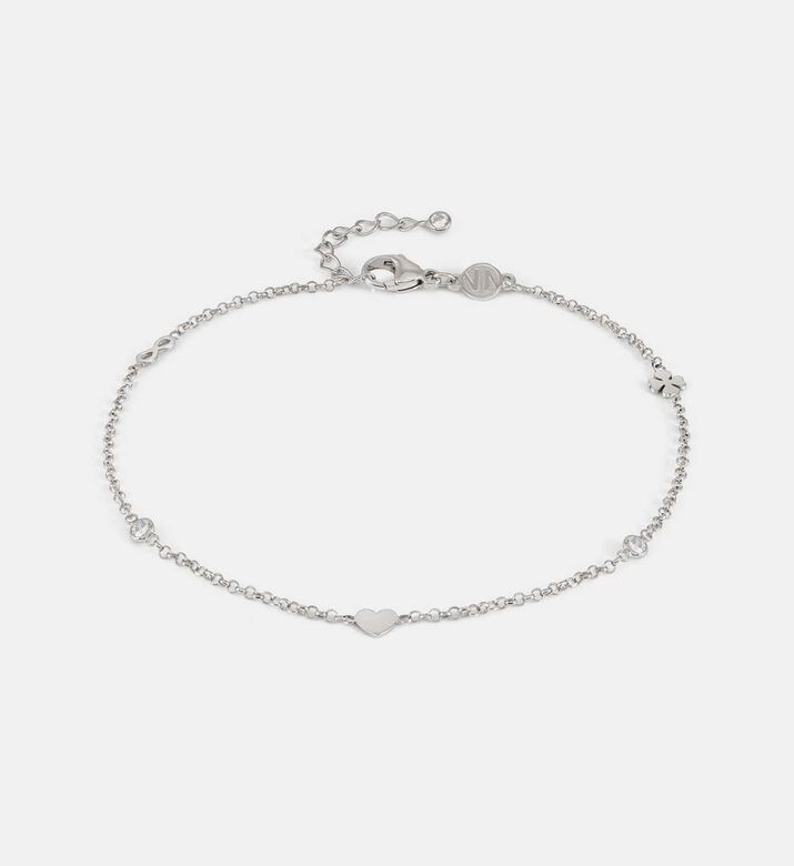 Anklets Cubic Zirconia Mixed Symbol Silver Anklet