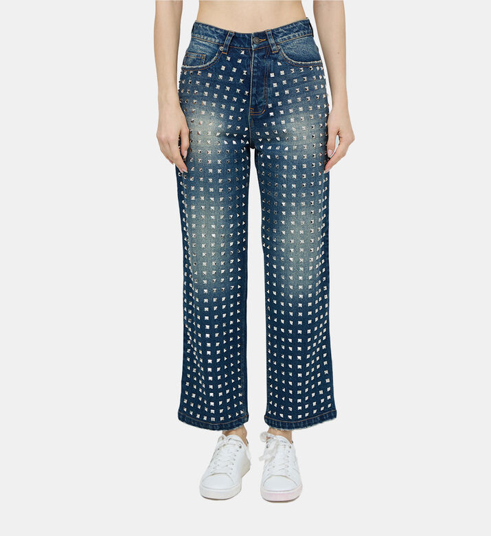 Straight Studded Denim Jeans