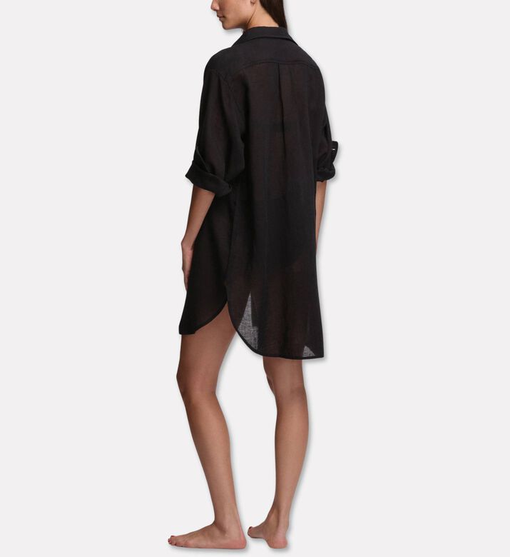 Polo by Ralph Lauren Boyfriend Cover-up Shirt Dress, Blue, L, Model View