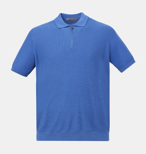 Pearl Zip-up Pima Cotton Polo Shirt