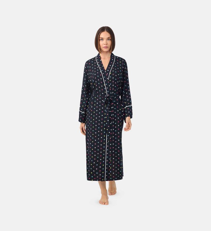 Contrasted Piping Side Slits Robe
