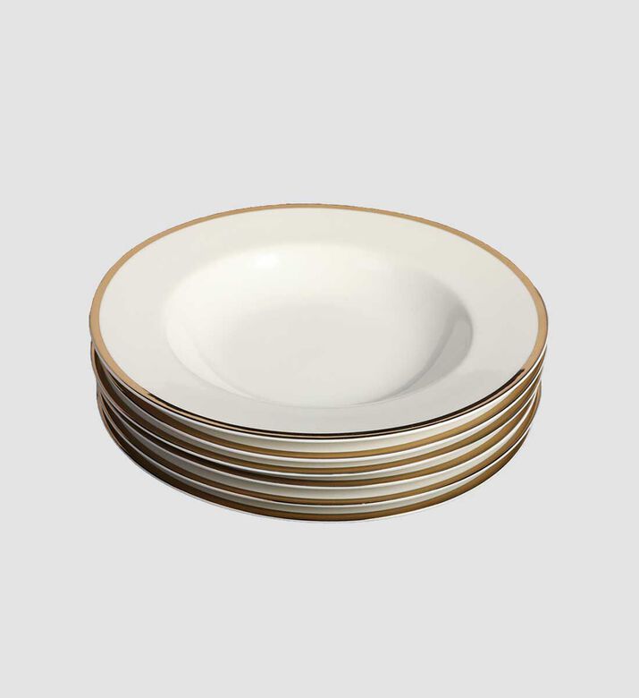 Home Deco and More Gold-rimmed Soup Plates 6-piece Set - 20 Cm, Packshot View