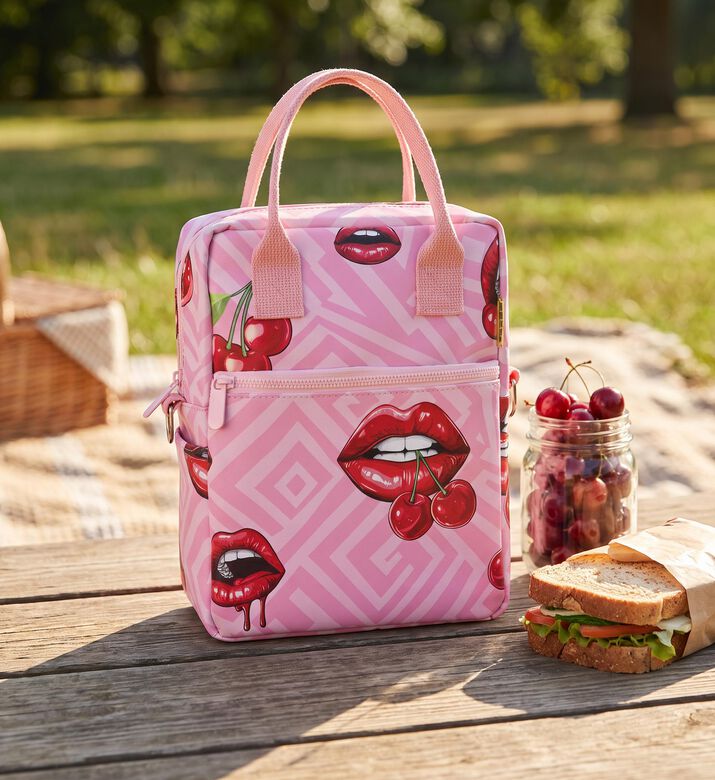 Estia Save The Aegean Blush Pop Insulated Lunch Bag, Model View