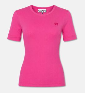 Ganni Organic Cotton Ribbed T-shirt, Packshot View