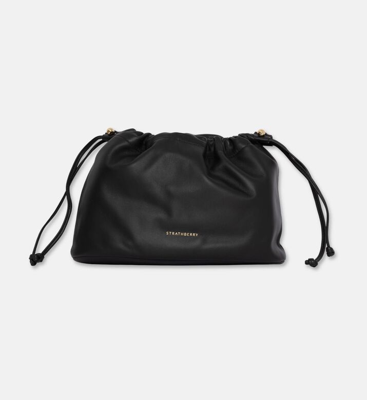 Strathberry Foil-embossed Logo Drawstring Pouch, Black, Packshot View