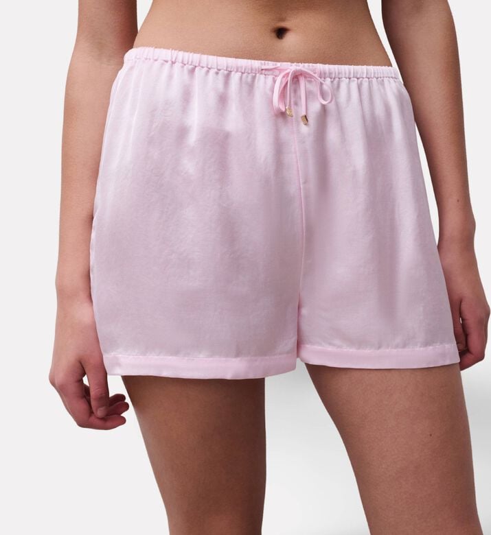 Chantelle Satin Drawstring Waist Pajama Shorts, Model View