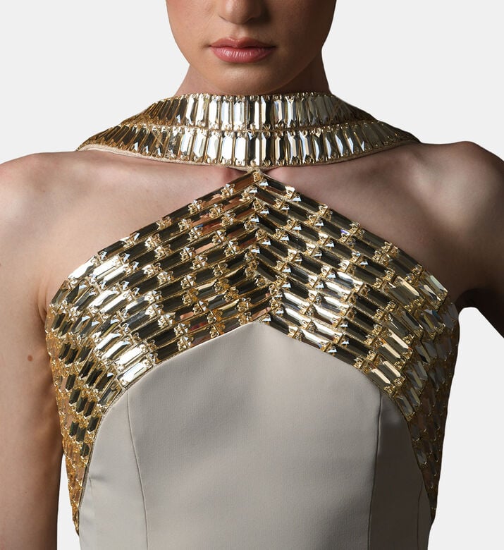 Crystal-embellished Halter Neck Dress