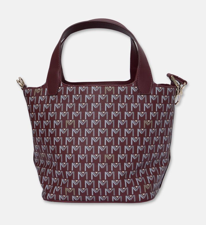 Maya.M Soft Monogram Mini Bucket Tote Bag, Burgundy, Packshot View