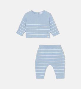 طقم بنطال وبلوزة محبوكين مخططين