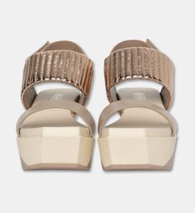 UN United Nude Sheep Cow Leather High Wedge Heel Sandals, Beige, Eu-37, Packshot View
