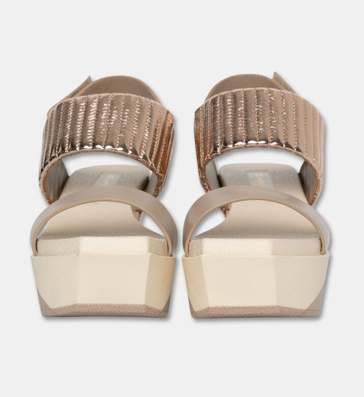 UN United Nude Sheep Cow Leather High Wedge Heel Sandals, Beige, Eu-37, Packshot View
