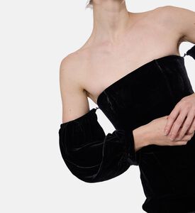 Forte-Forte Velvet Sweetheart Neck Midi Dress, Model View