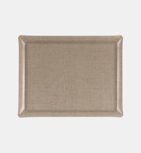 صينية أكريليك بإطار كتان بيج