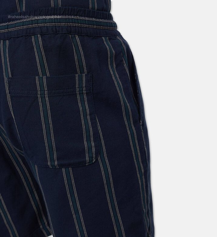 Les Deux Stripe-print Slip Pockets Shorts, Model View