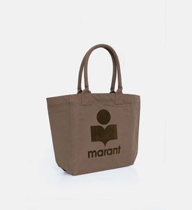 حقيبة كتف منحنية بمقابض علوية رفيعة ومزينة برباط مطرز