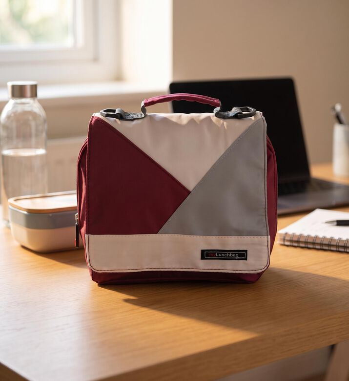 Iris Barcelona Smart Geometric Soft Lunchbag, Burgundy, 4-l, Model View