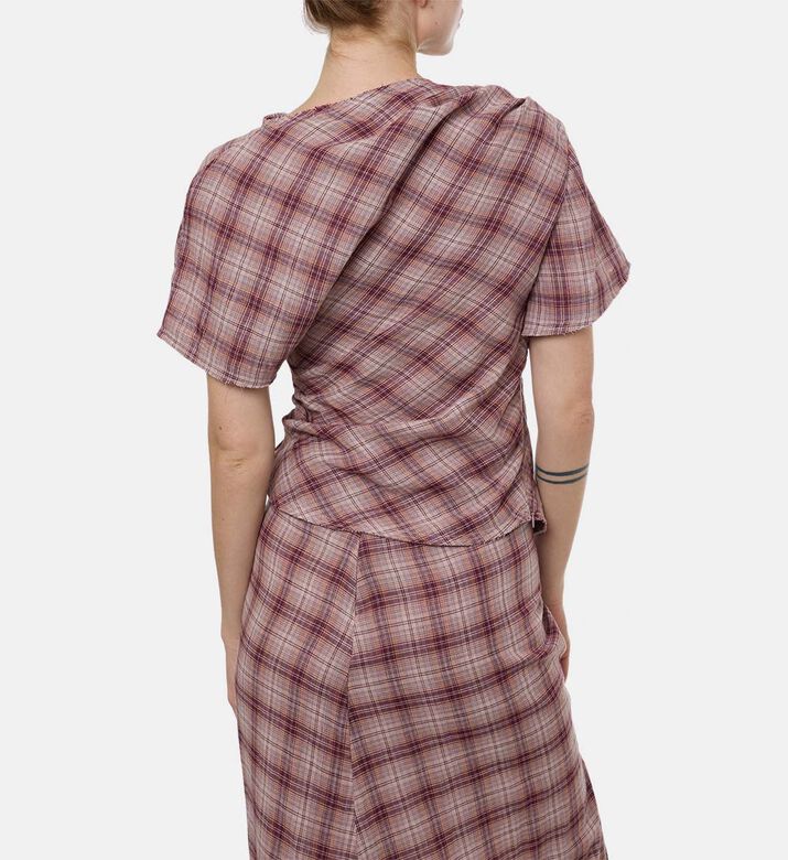 Isabel Marant Plaid-print Short-sleeve Top, Model View