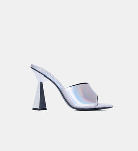 حذاء ستيفي مفتوح من الخلف جلد بتأثير ميتاليك