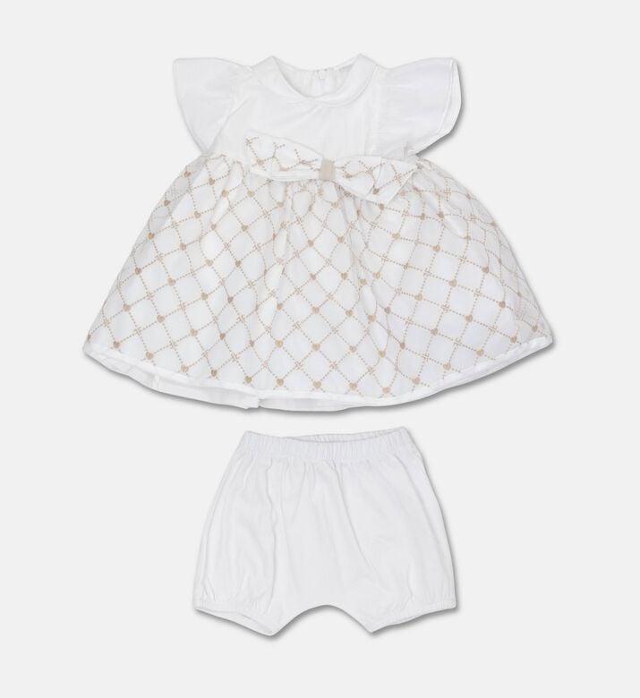 My First Collection Dress With Bow, Beige, 3m, Packshot View