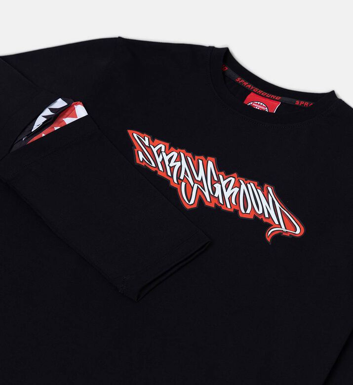 Hidden Shark Print Long Sleeve T-shirt