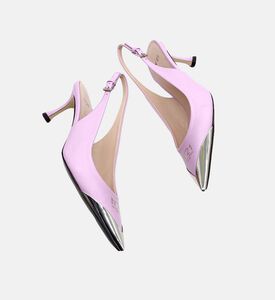 Leather Logo-print Mid-heel Pumps