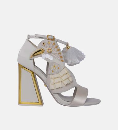 Aya Suede Gold Embellished Heels