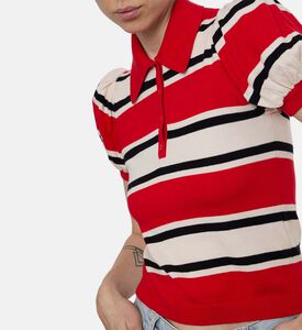 Alice and Olivia Stripe-print Puff Sleeve Top, Model View