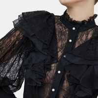 Delpha Ruffle Lace Cropped Top