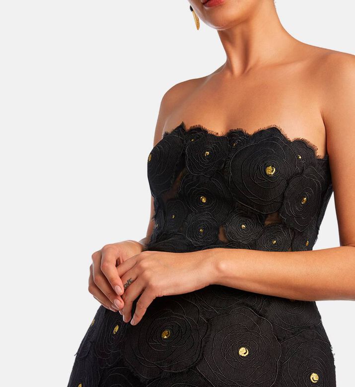 Silk Flowers-applique Corset Dress
