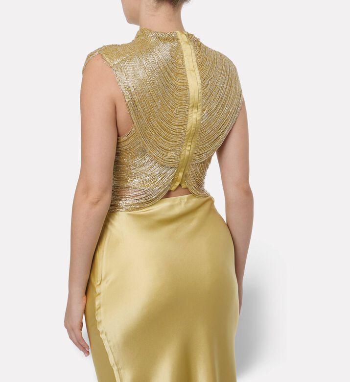 Cult Gaia Beaded Draped Sleeveless Top, Model View