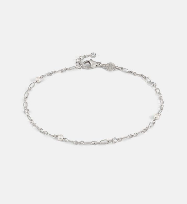 Anklets Cubic Zirconia White Pearl Silver Anklet