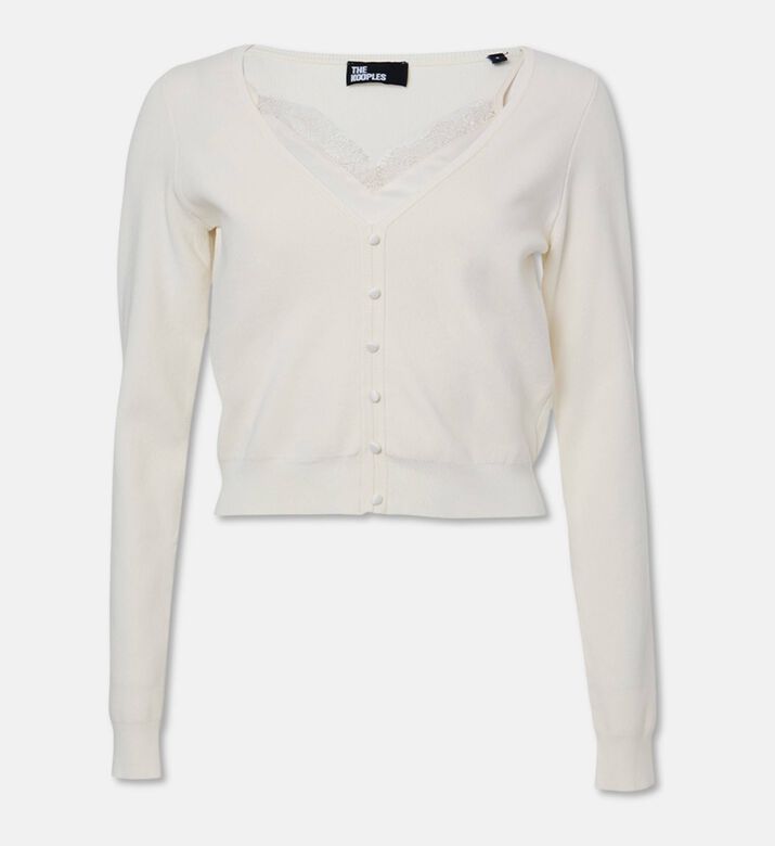 The Kooples Lace Detail V-neck Cardigan, Packshot View