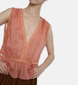 Forte-Forte Cotton Silk Lace Sleeveless Top, Model View