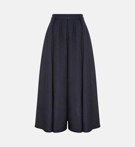 Pleated Denim Midi Skirt