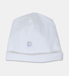 My First Collection Embroidered Bear Baby Hat, White, Packshot View