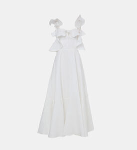 فستان متوسط الطول ساتان بياقة في