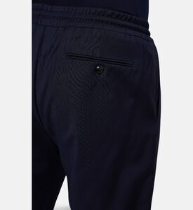 Pal Zileri Drawstring Straight-leg Trousers, Navy, 56, Model View