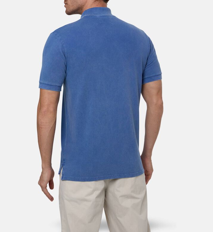 Marant Homme Embroidered Logo Straight-cut Polo Shirt, Indigo, L, Model View