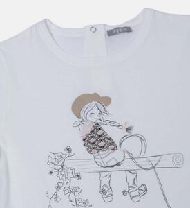 تي شيرت بطباعة نمط رسم للأطفال