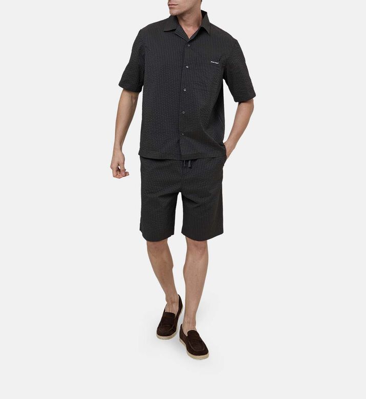 Textured Drawstring Bermuda Shorts