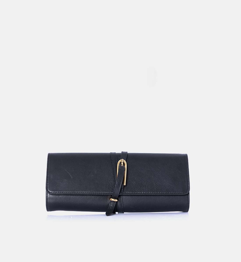 Leather Belted Clutch Bag